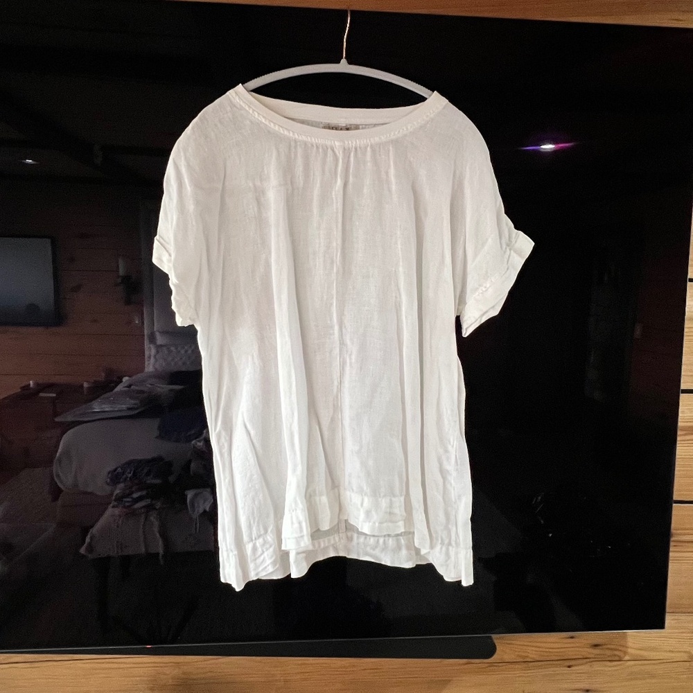 Flax Linen Tee or Tunic, White, Medium